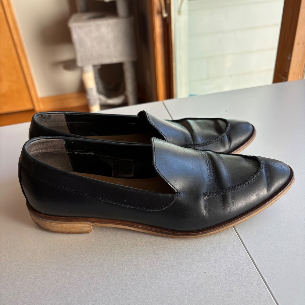Everlane The Modern Loafer Womens 8.5 Black Italian Leather Slip On‎ Flat Shoes